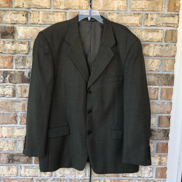 Canaletti Enzo Made In Italy Gray Greenish 3 Buttons Wool Blazer Jacket R 48/43 - Picture 2 of 16